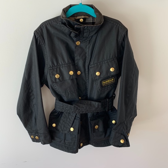 BARBOUR INTL BOYS/GIRLS WAXED JACKET/RAINCOAT